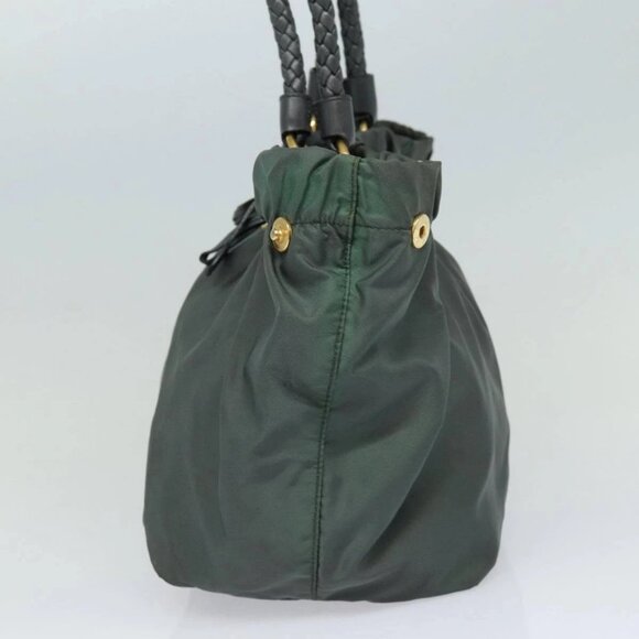 PRADA Hand Bag Nylon 2way Khaki Gold Auth - Picture 3 of 16